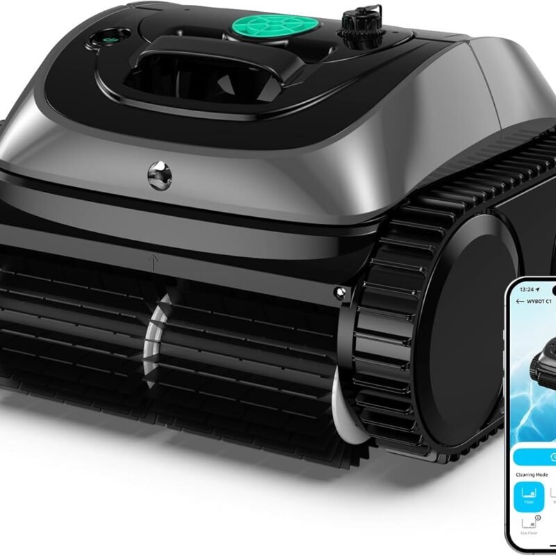 WYBOT C1 Robotic Pool Vacuum for Inground Pools, Cordless Pool Cleaner, 4-in-1 Wall & Waterline Cleaning Up to 1,614Sq.ft, Smart Navigation, App Support
