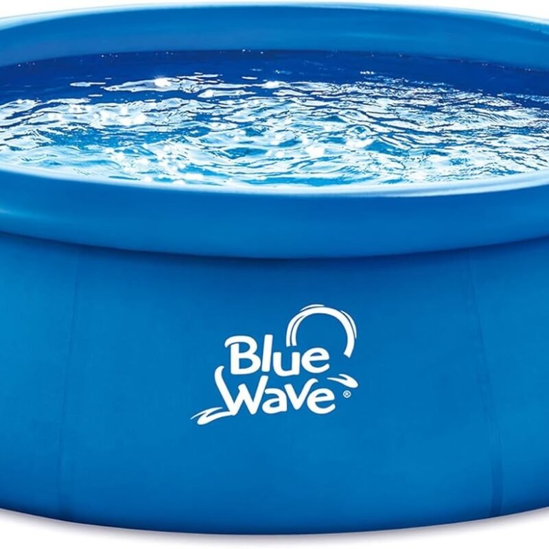 Blue Wave Speed Set 9-ft Round Inflatable Swimming Pool – Quick Setup 30-in Deep Inflatable Pool Set with Filter Pump, Ground Cloth & Matching Cover – Durable Outdoor Family Pool