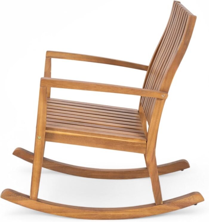 Christopher Knight Home Nycha Acacia Wood Rocking Chair Outdoor Set of 2, Patio Furniture Set, Wooden Patio Single Sofa with Glider Function, Lounge Chair Outdoor, Teak - Image 7