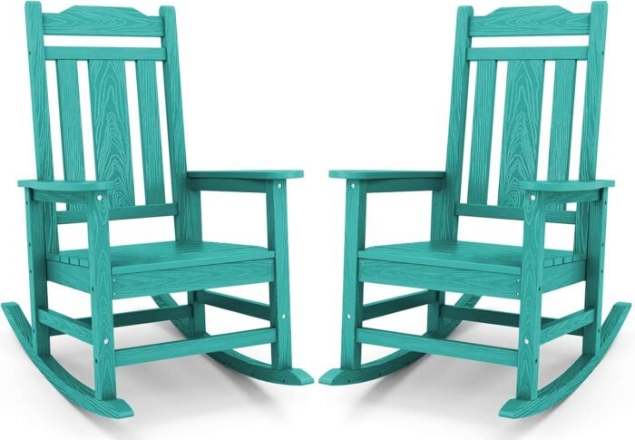 SERWALL HDPE Rocking Chairs Set of 2, Outdoor Rocking Chair for All Weather Use, Patio Rocking Chair for Adults, Aruba
