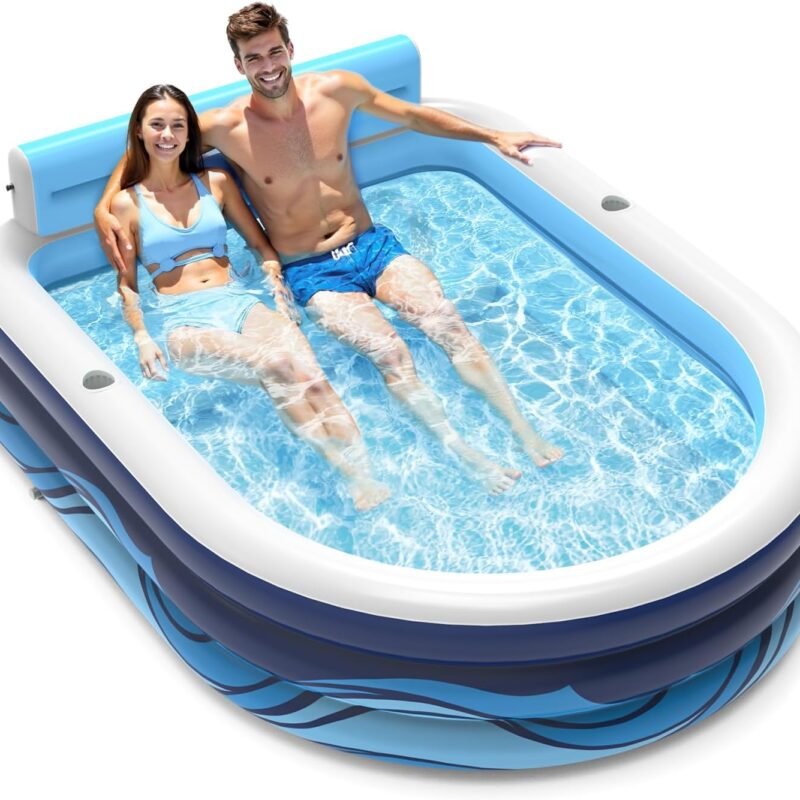 VISTOP Inflatable Pool for Adults or Kids with Seats/Cup Holders Large Thickened Extra Large Toddlers Cool Swimming Pool Family Summer Blow Up Water Pools for Outdoor, Water Party, Garden SPA Tub