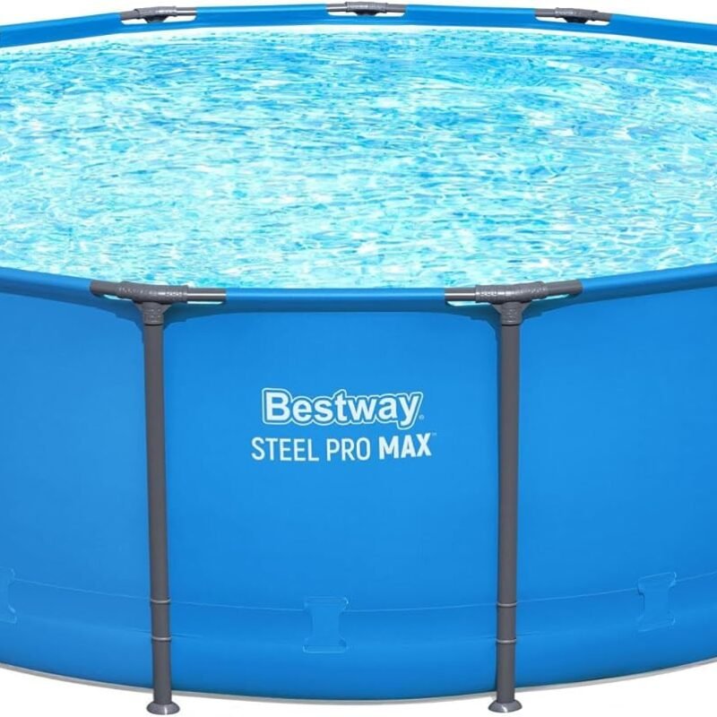 Bestway Steel Pro MAX 15’ x 48" Round Metal Steel Frame Above Ground Outdoor Backyard Swimming Pool for Families, Pool ONLY