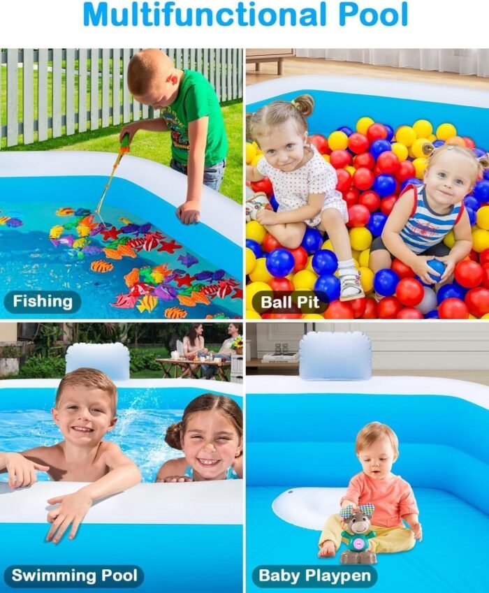 Inflatable Pool for Adults, 77" X 71" X 22" Large Blow Up Pool with Pump, Oversized Thickened Full Size Family Swimming Pools for Outdoor Backyard Summer Water Party Indoor Use - Image 8