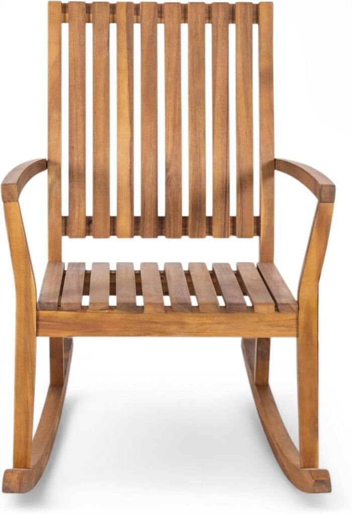 Christopher Knight Home Nycha Acacia Wood Rocking Chair Outdoor Set of 2, Patio Furniture Set, Wooden Patio Single Sofa with Glider Function, Lounge Chair Outdoor, Teak - Image 4