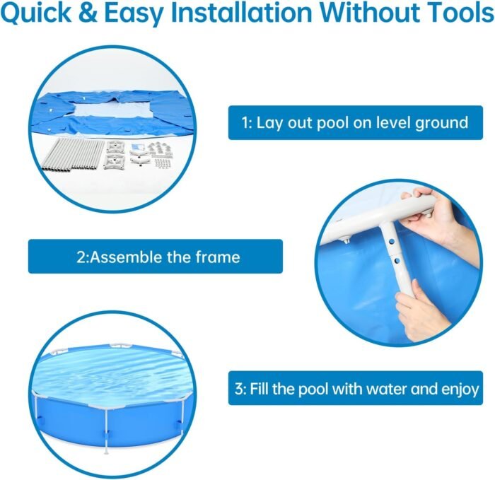 10ft x 30in Outdoor Round Frame Above Ground Swimming Pool Set with Skimmer Filter Pump & Filter Cartridge Corrosion & Puncture Resistant - Image 7