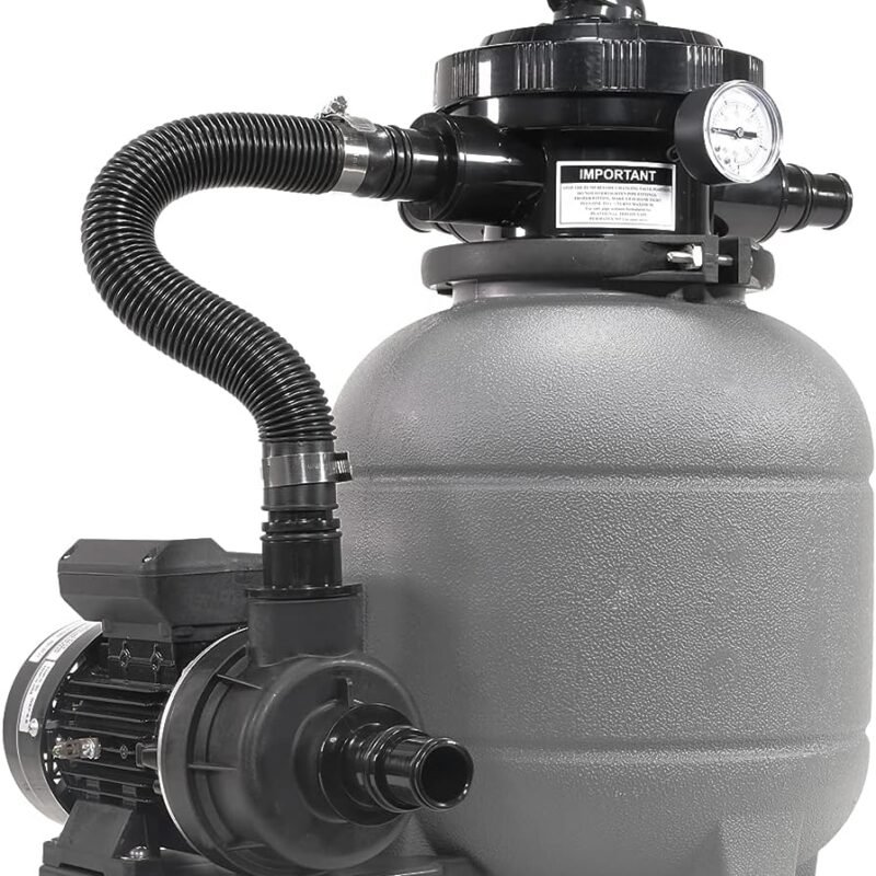 XtremepowerUS 12" Sand Filter for Above-Ground Swimming Pools Max 2,400GPH 7-Way Multi-Port Valve Pool Pump Up to 10,000 Gallons Strainer Basket Set