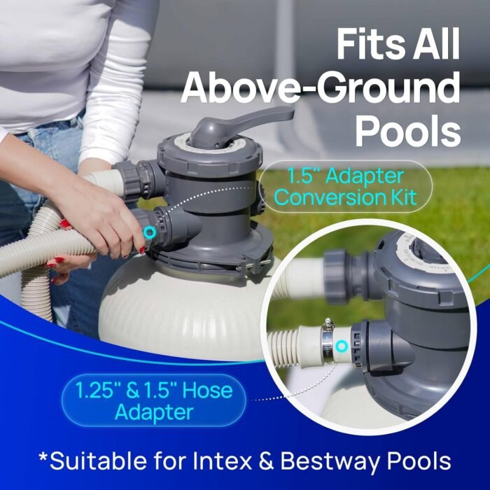 AQUASTRONG 16in Sand Filter Pump for Above Ground Pool with Timer, 3/4 HP Pool Pumps Above Ground 3800 GPH for Pools up to 16000 GAL, Pool Filter with 6-Way Valve, Improved Circulation and Filtration - Image 6