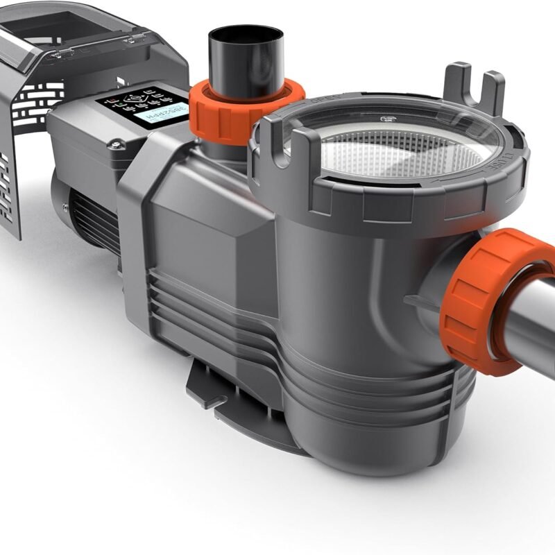 1.8 HP Variable Speed Pool Pump with Programmable Timer, 9114GPH Above Ground Pool Pumps, Removable Rain Cover, 220V, Energy Efficient, Large Filter Basket
