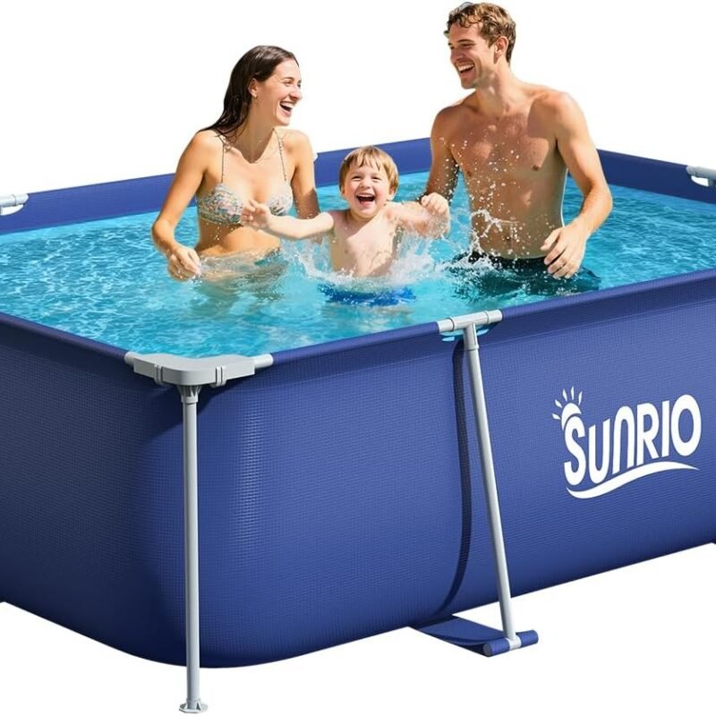 8'3"*5'*26" Rectangle Above Ground Swimming Pool Metal Frame Family Pool for Kids and Adults Outdoor Backyard Swimming Capacity 600 Gallon Dark Blue(Pool ONLY)