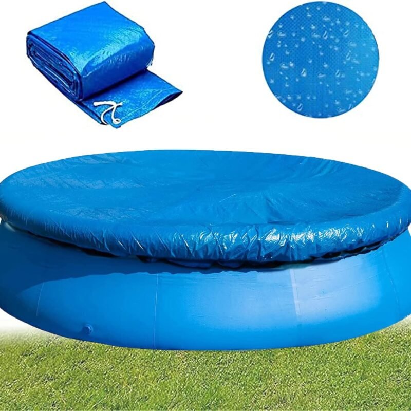 Round Pool Cover, Solar Covers for Easy Set and Frame Pools, Dust Pool Cover Protector with Drawstring Design for Above Ground Pools and Inflatable Swimming Pools, Hot Tub Dustproof Cover (6 Ft)