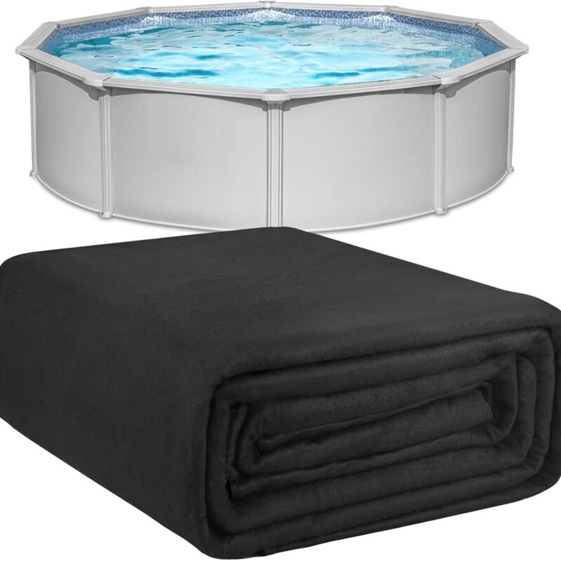24 Ft Pool Liner Pad, Round Pool Liners for Above Ground Swimming Pools, Durable Geotextile Material, Easy to Install, Extends Life to The Line, Under Pool Padding