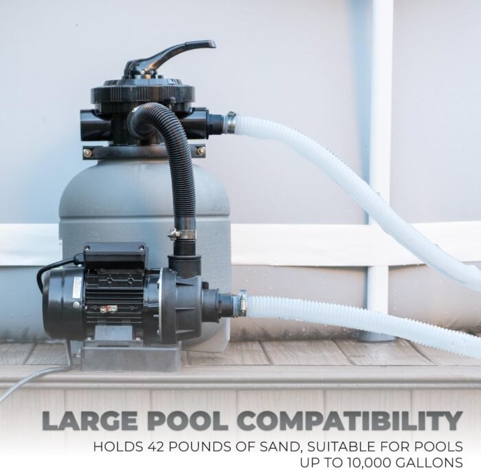 XtremepowerUS 12" Sand Filter for Above-Ground Swimming Pools Max 2,400GPH 7-Way Multi-Port Valve Pool Pump Up to 10,000 Gallons Strainer Basket Set - Image 2