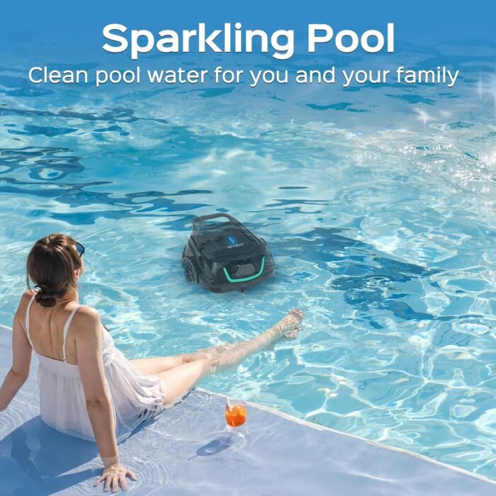 (2025 Upgraded) WYBOT A1 Cordless Pool Vacuum Up to 120 Mins Runtime, Robotic Pool Cleaner with Dual Filters, Ideal for Flat Above Ground up to 1076 Sq.ft Sq. Ft. (Green Black) - Image 8