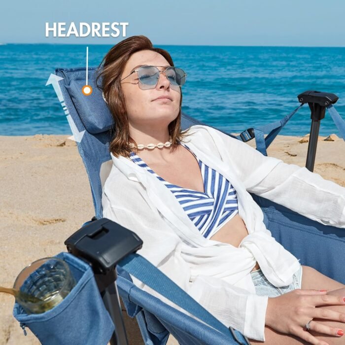 PORTAL Hammock Camping Chair, Portable Outdoor Swinging Chairs, Rocking Chair for Adults with Adjustable Back and Height for Lawn, Backyard, Patio, Supports 400 lbs, Breathable Mesh High Back, Blue - Image 2