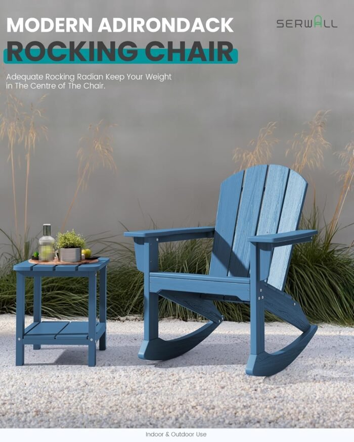 SERWALL Modern Rocking Adirondack Chair Set of 2, HDPE All Weather Adirondack Rocker for Poolside, Lawn, Garden, Indoor, Outdoor, Navy - Image 7