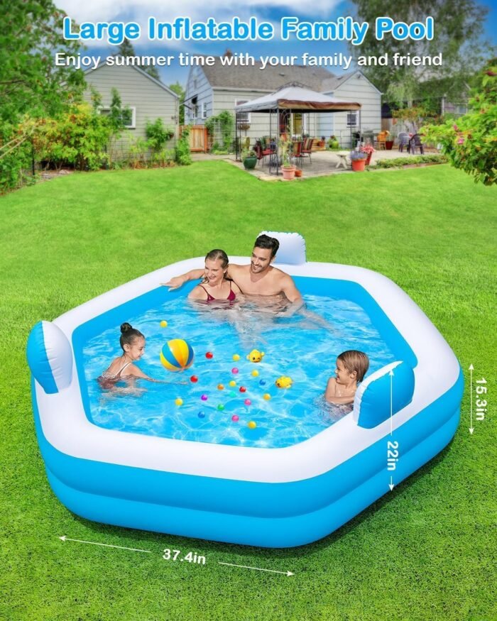 Inflatable Pool for Adults, 77" X 71" X 22" Large Blow Up Pool with Pump, Oversized Thickened Full Size Family Swimming Pools for Outdoor Backyard Summer Water Party Indoor Use - Image 2