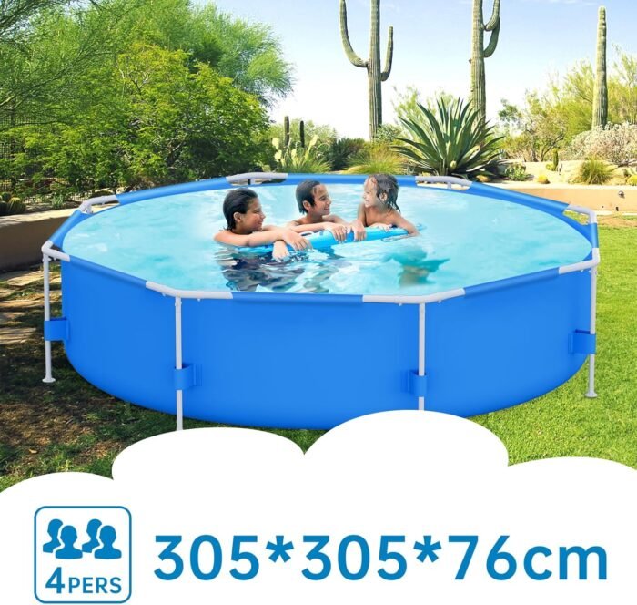10ft x 30in Outdoor Round Frame Above Ground Swimming Pool Set with Skimmer Filter Pump & Filter Cartridge Corrosion & Puncture Resistant - Image 3