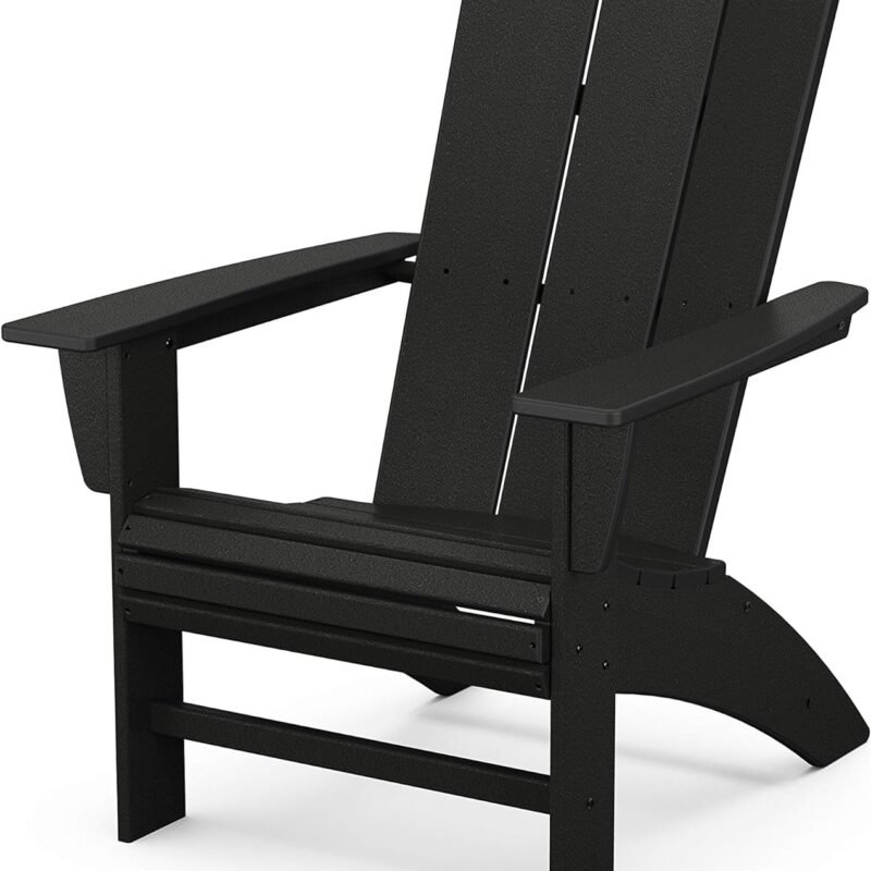 POLYWOOD Modern Curveback Adirondack Chair, HDPE Outdoor Patio Furniture, Fade-Proof Fire Pit Deck Garden Chair, Adult Size, Made in USA