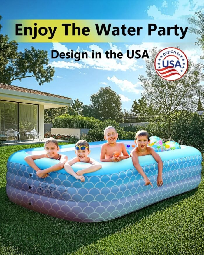 2025 Upgrade Inflatable Pool for Kids and Adults-120"*72"*22" Full-Sized Inflatable Swimming Pool Leakproof Blow Up Above Ground for Backyard Outdoor Garden Summer Water Party Pink - Image 5