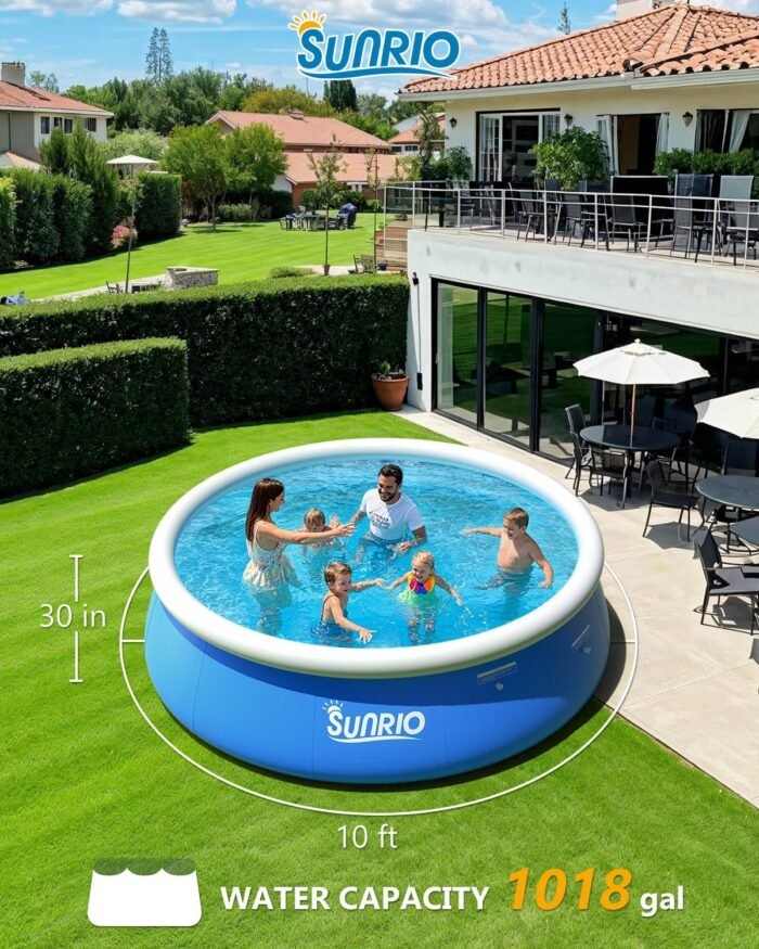 2025 Upgrade 10'*30" Round Inflatable Top Ring Above Ground Swimming Pool Fast Easy to Set Up for Summer Outdoor Garden Backyard Childen Adults - Image 4
