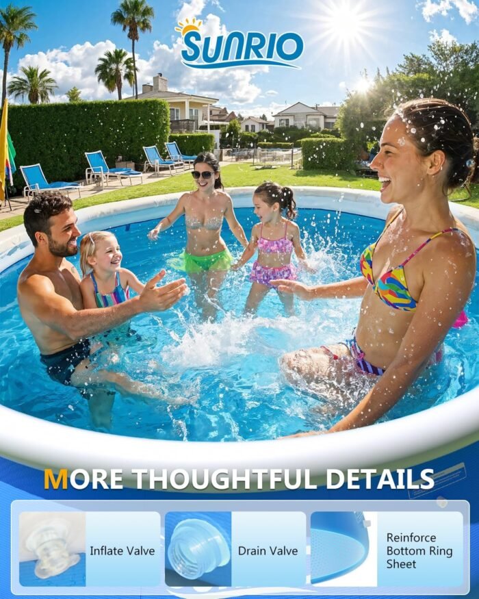 2025 Upgrade 10'*30" Round Inflatable Top Ring Above Ground Swimming Pool Fast Easy to Set Up for Summer Outdoor Garden Backyard Childen Adults - Image 5