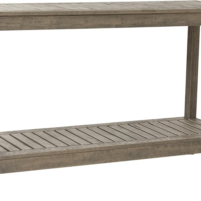 Cambridge Casual Solid Wood West Lake Outdoor Console Table – Weathered Gray Finish – Durable and Stylish Accent Plant Table for Patio, Deck, Porch, Garden, and Outdoor Spaces