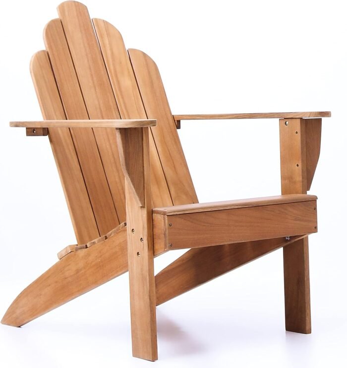 Cambridge Casual Lakeside Teak Wood Patio Adirondack Fire Pit Lounge Chair, Natural Teak, Set of 2 - Image 4