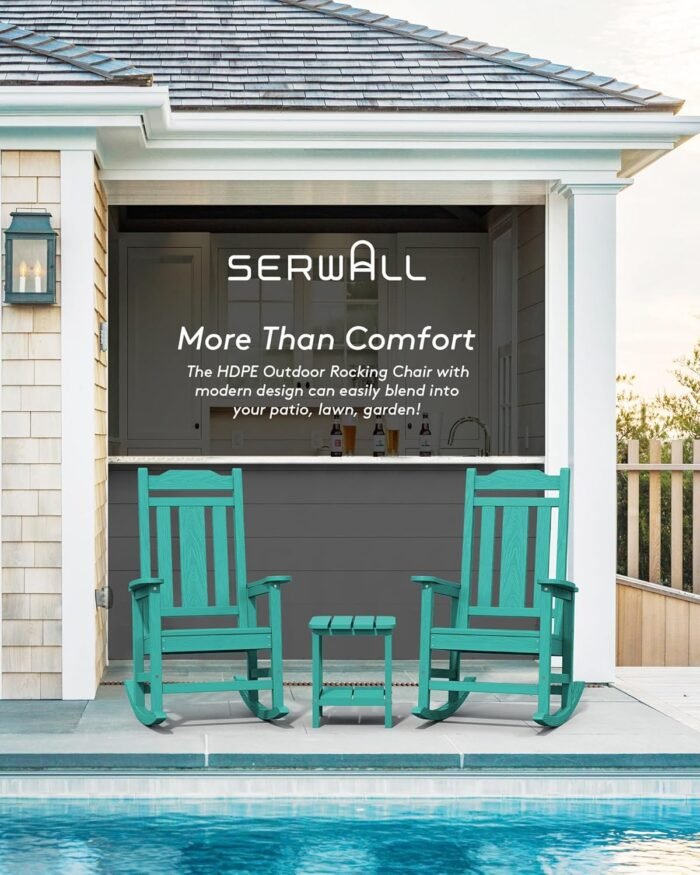 SERWALL HDPE Rocking Chairs Set of 2, Outdoor Rocking Chair for All Weather Use, Patio Rocking Chair for Adults, Aruba - Image 8