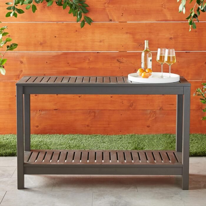Cambridge Casual Solid Wood Alfresco Outdoor Console Table – Dark Brown Finish – Durable and Stylish Accent Plant Table for Patio, Deck, Porch, Garden, and Outdoor Spaces - Image 2