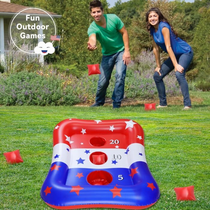 36" Inflatable Pool Games for Adults Family, Cornhole Bean Bag Toss Games Floating, Poo l Toys Adults American Flag Swimming Pool Game Water Toys for Kids Ages 4-8-12 Patriotic 4th of July Game - Image 7