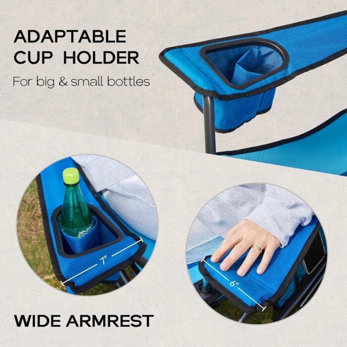 PORTAL Folding Camping Rocking Chair Portable Outdoor Rocker High Back Cup Holder Side Pocket Carry Bag Included, Support 300 lbs - Image 4