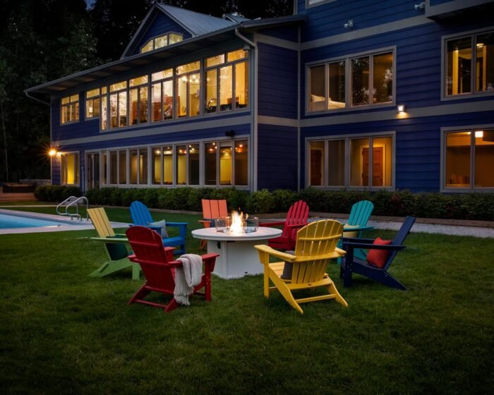POLYWOOD AD420SR Modern Adirondack Chair, Sunset Red, Durable High Density Polyethylene Construction, Easy Assembly, Waterproof, Comfortable Contoured Seat - Image 2