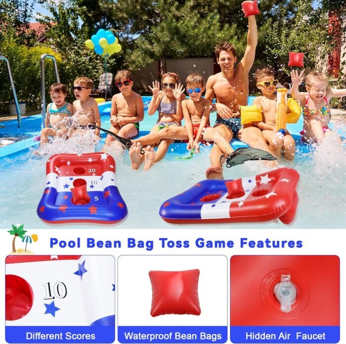 36" Inflatable Pool Games for Adults Family, Cornhole Bean Bag Toss Games Floating, Poo l Toys Adults American Flag Swimming Pool Game Water Toys for Kids Ages 4-8-12 Patriotic 4th of July Game - Image 3