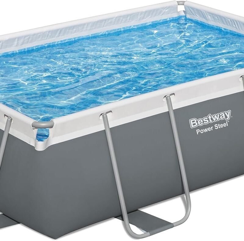 Bestway: Power Steel 9'3" x 6'5" x 33" Above Ground Pool Set - 937 Gallons, Rectangular Outdoor Family Pool, Corrosion & Puncture Resistant, Includes ChemConnect Dispenser, Filter & Pump