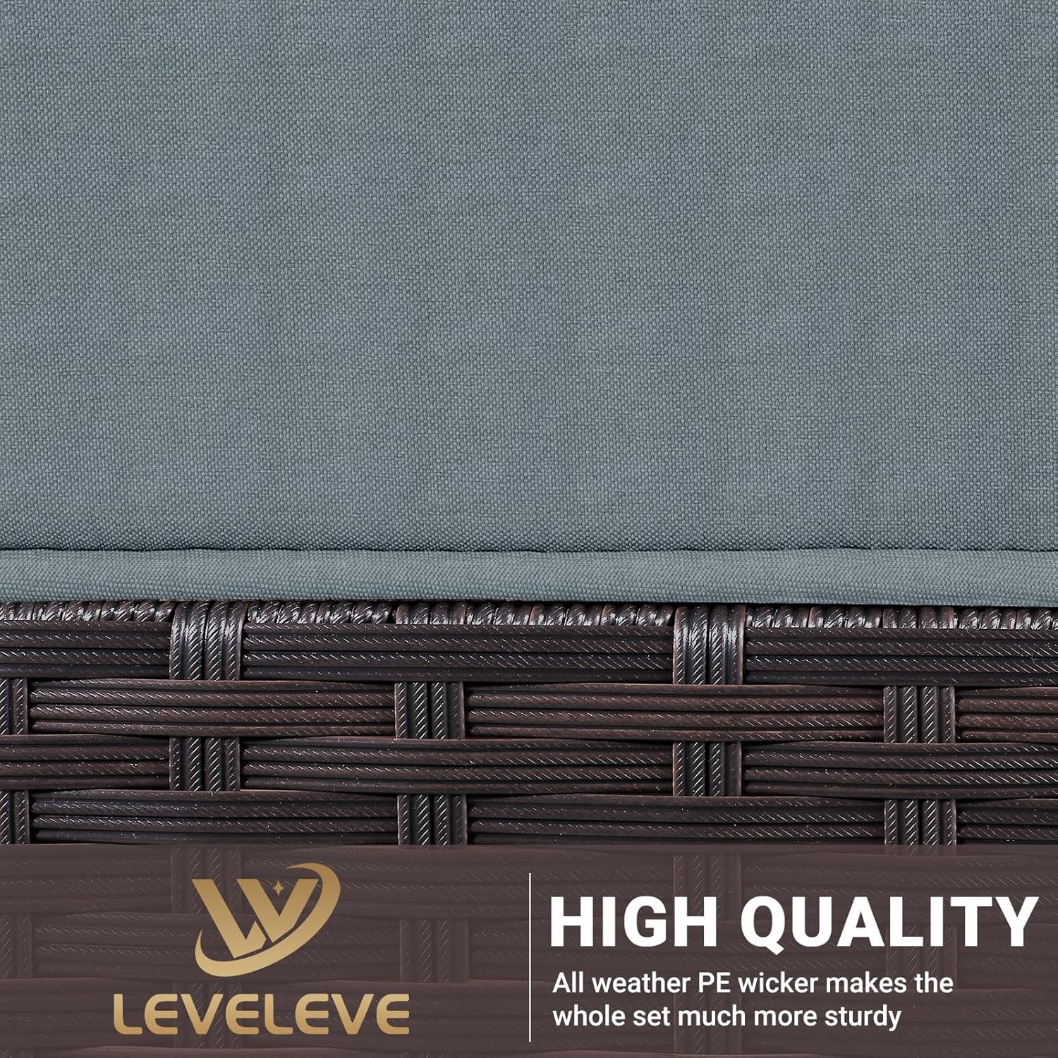 LEVELEVE 3 pcs Rocking Bistro Set Conversation Chairs PE Wicker Outdoor Rocking Chairs (Grey) - Image 7