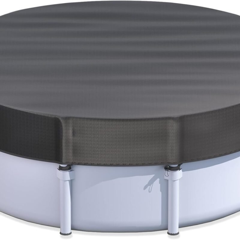 15 ft Round Winter Pool Cover for Metal Frame Above Ground Pools, Pool Cover for Winter- Upgraded Windproof Design Compatible with Intex/Bestway Frame Above Ground Outdoor Swimming Pool (Black)