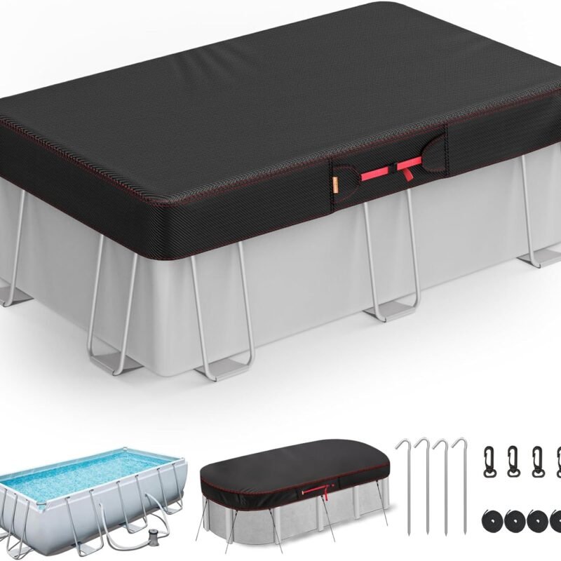 12x18Ft Rectangular Pool Cover for Above Ground Pools, Solar Cover for Above Ground Pools with Accessories, Winter Cover Ideal for Waterproof and Dustproof