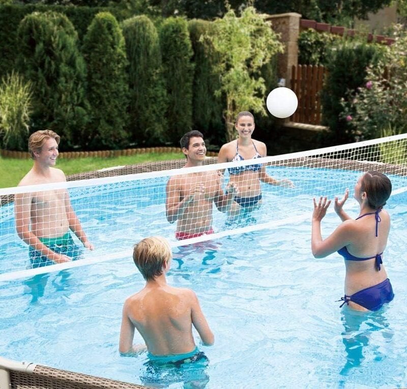 Volleyball Net for Pool Kit Water 10 to 20 Ft Metal Frame Above Ground Swimming