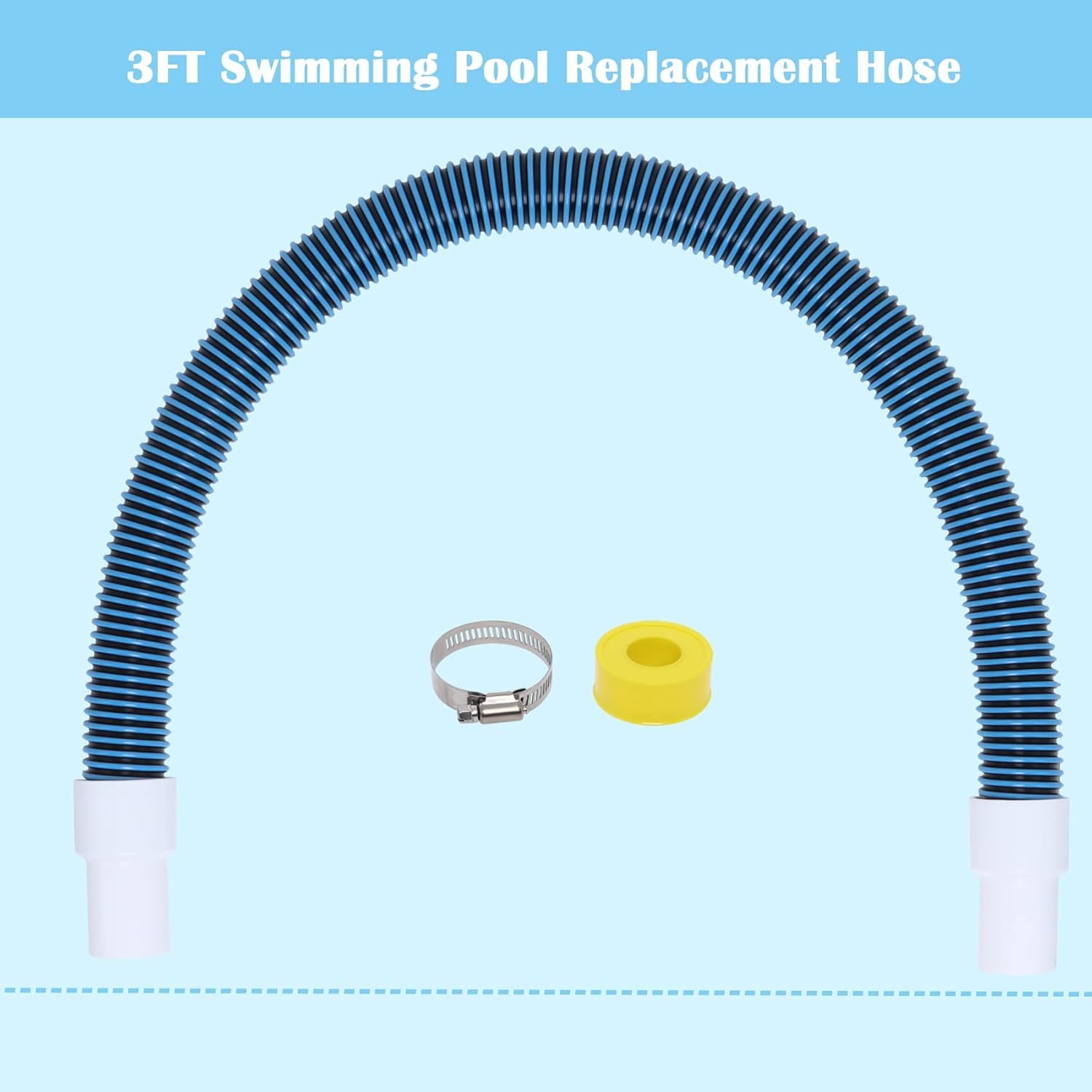 1 1/2" Swimming Pool Filter Hose for Above Ground Swimming Pool Vacuums with Hose Clamp 3FT 6FT (2 set) - Image 3