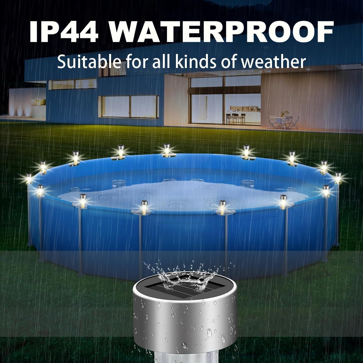 10 Pack Solar Pool Lights for Above Ground Pools,Waterproof Pool Solar Lights for Framed Above Ground Pools Outdoor Yard Garden Pool Fence Swimming Pool Accessories Warm Night Light - Image 2