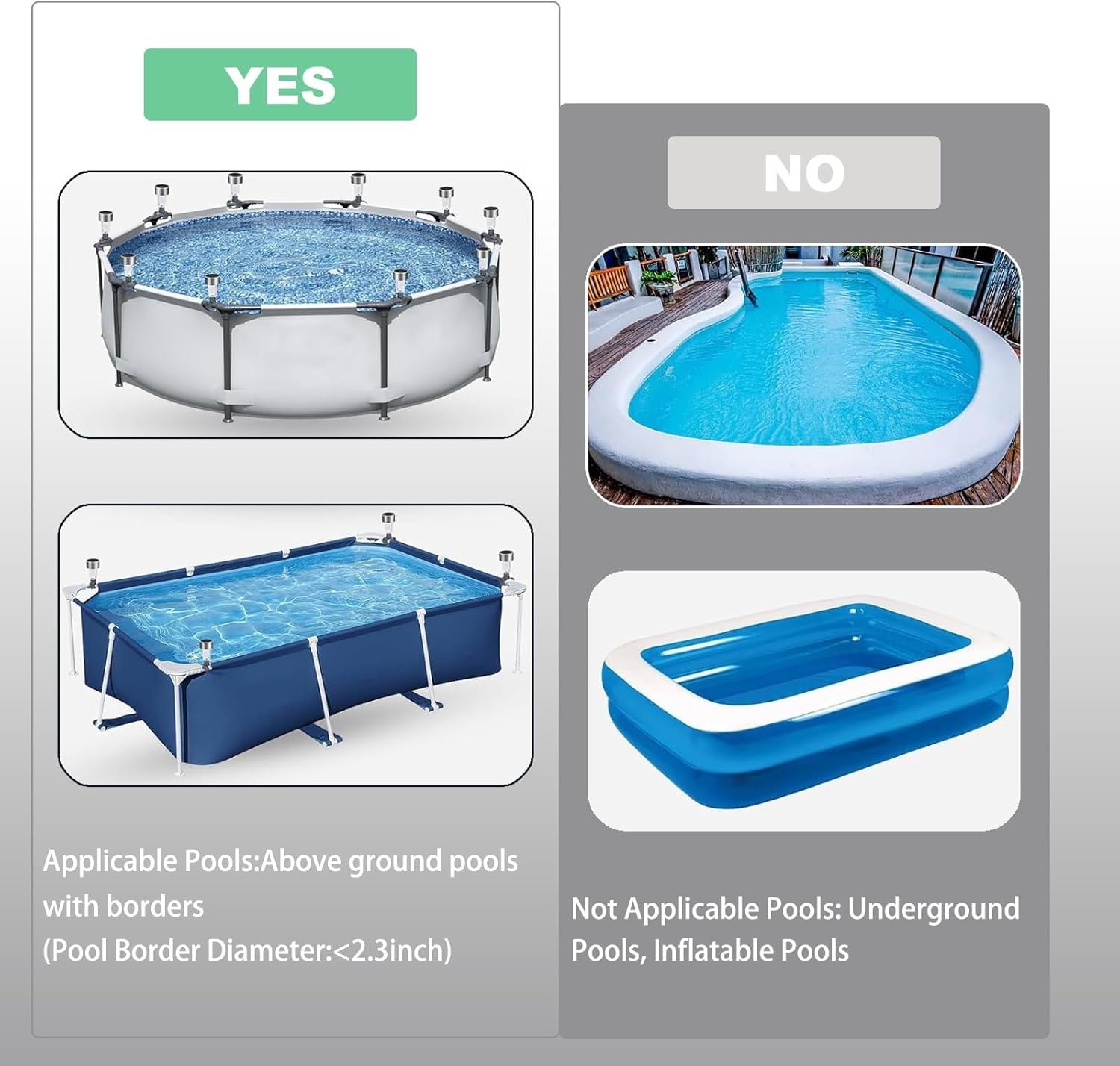 10 Pack Solar Pool Lights for Above Ground Pools,Waterproof Pool Solar Lights for Framed Above Ground Pools Outdoor Yard Garden Pool Fence Swimming Pool Accessories Warm Night Light - Image 5