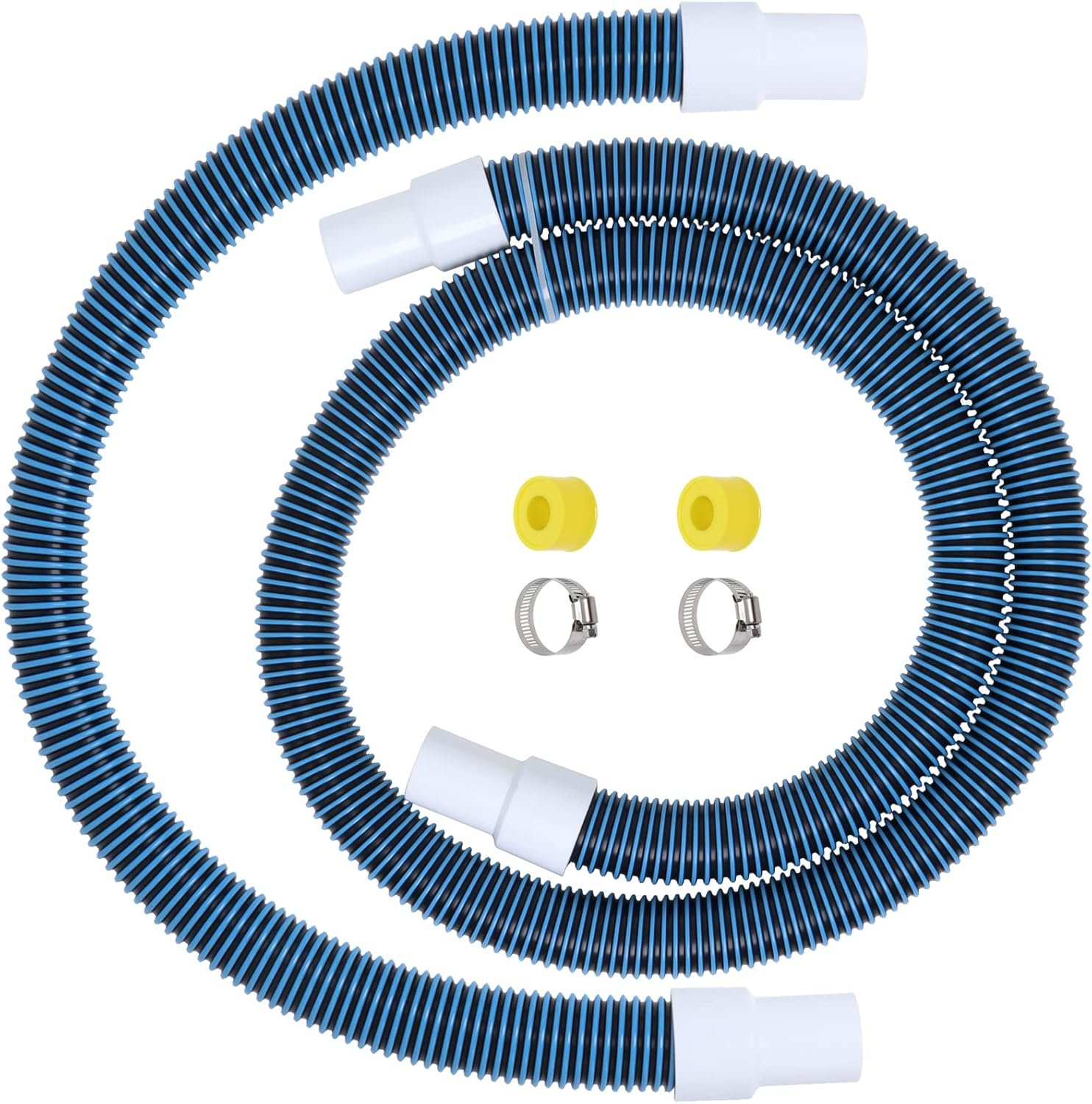 1 1/2" Swimming Pool Filter Hose for Above Ground Swimming Pool Vacuums with Hose Clamp 3FT 6FT (2 set)