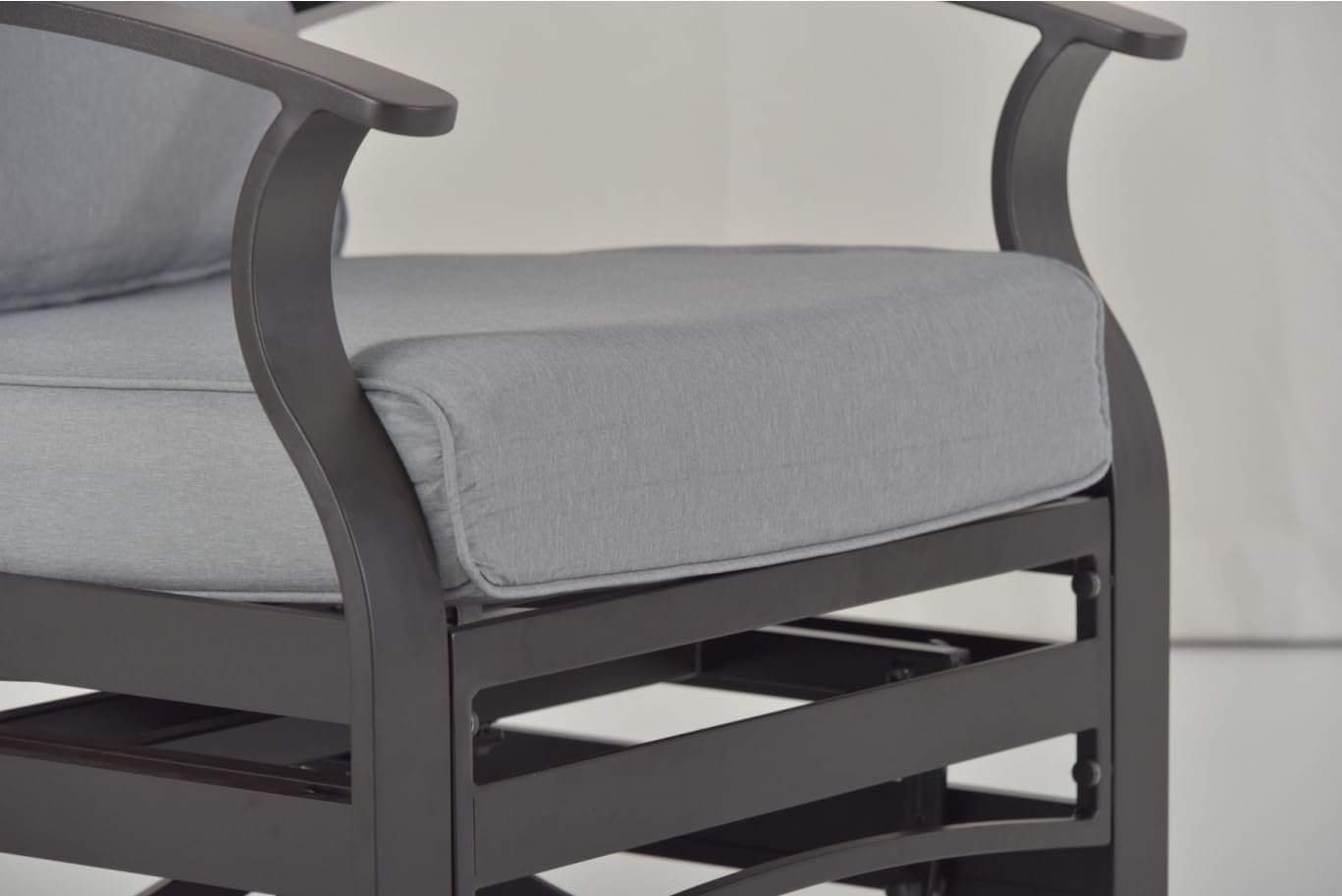 Kurapika 3 Pieces Patio Furniture Set, Outdoor Aluminum Swivel Gliders Rocker, Patio Bistro Set Rocking Chair with Tempered Glass Side Table and Thickened Cushions for Porch Garden Deck (Sand) - Image 8