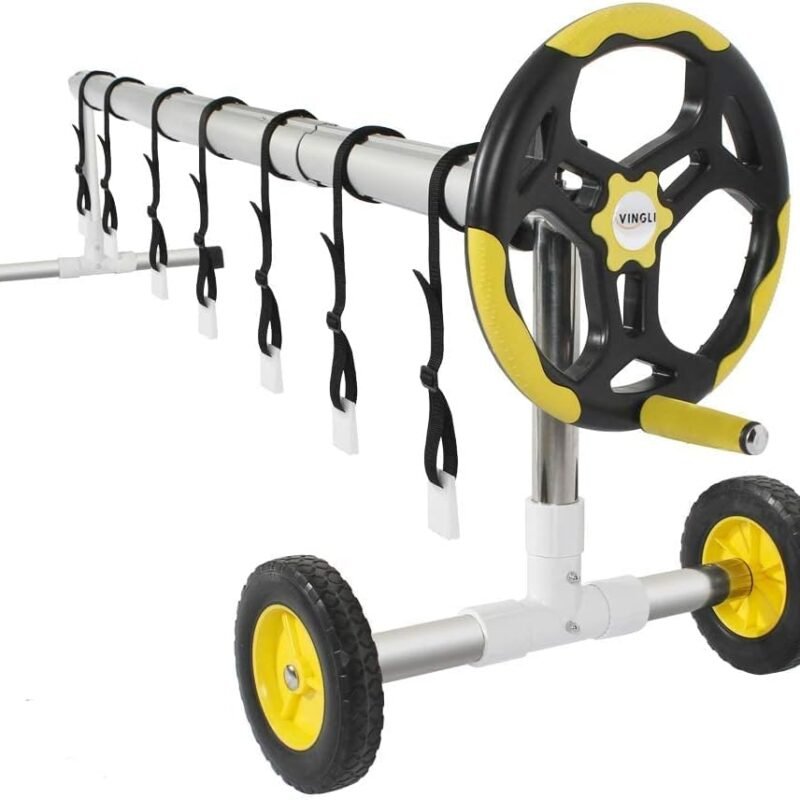 VINGLI Pool Reel Set 14 Feet Aluminum Inground Swimming Pool Solar Cover Blanket Reel Roller