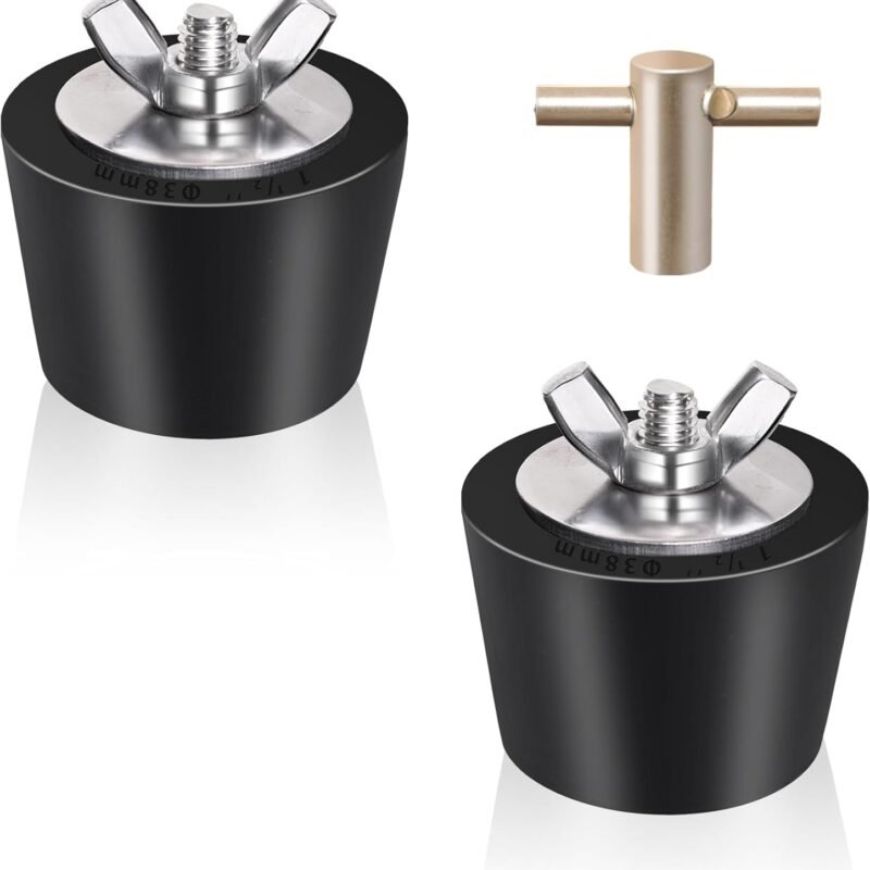 2 Pack Rubber Pool Winter Plugs with One T-Handle – 1.5" Pool Winterizing Plugs with Stainless Steel Screws Pool Return Jet Plug for Inground & Above Ground Pools