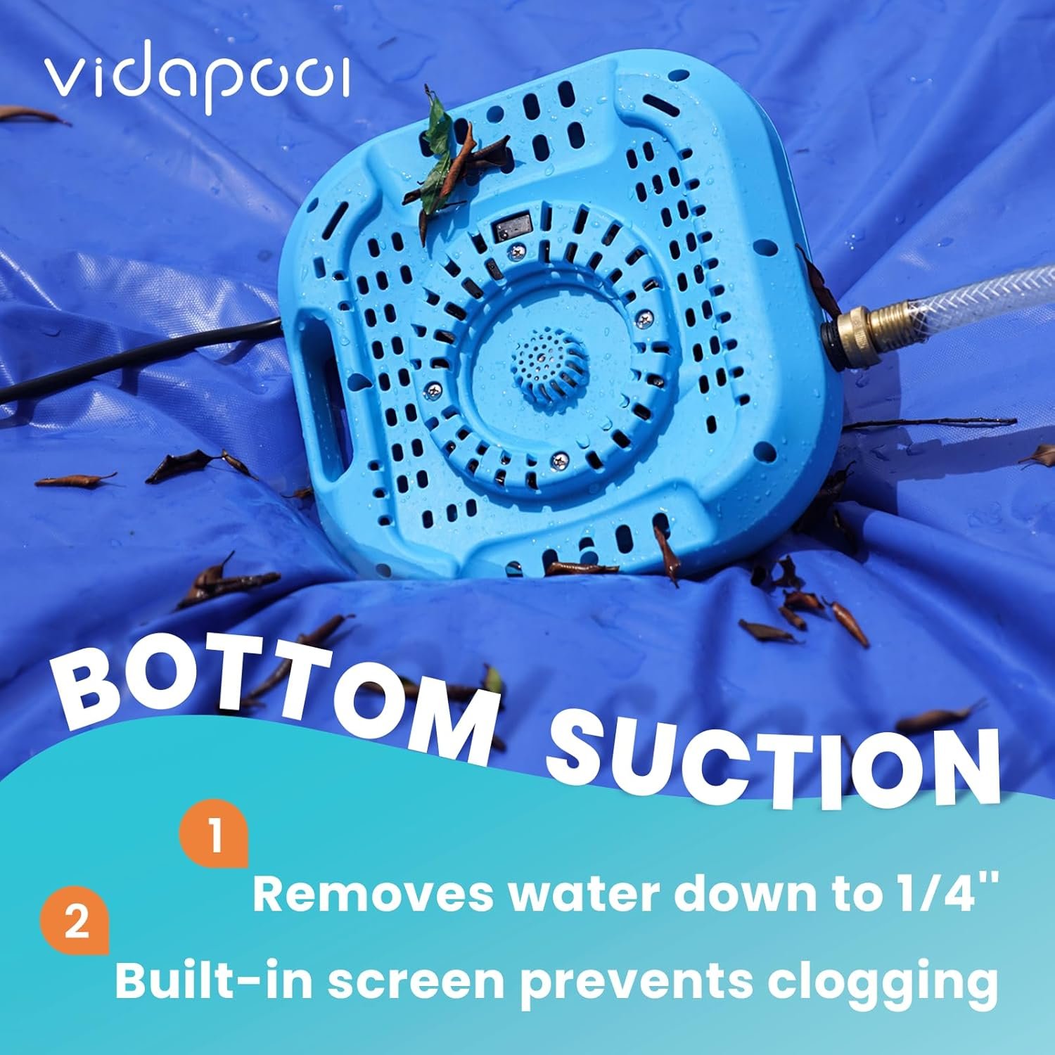 1/2 HP Pool Cover Pump Automatic On Off, Submersible Sump Pump Inground/Above Ground, 2169 GPH Water Removal Pump with 25 Feet Power Cord for Swimming Pool, Pond, Basement, Window Well - Image 4