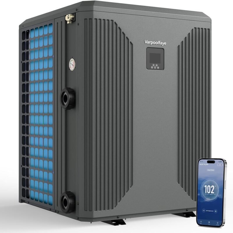 140000 BTU Inverter Swimming Pool Heat Pump for In Ground Pool Electric Above Ground Pool Heater Up to 42000 Gallons Heating Cooling Wifi Control 220v