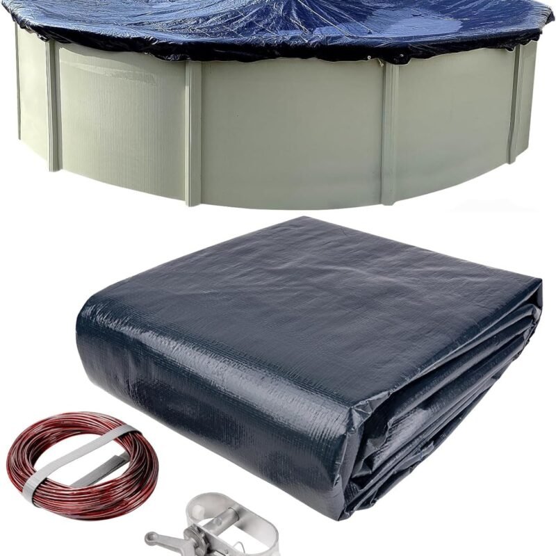 18’ ft. Round Pool Winter Cover for Above Ground Pools - 8-Year Warranty, Cold and UV Resistant, Weatherproof and Durable, Winch & Cable Included