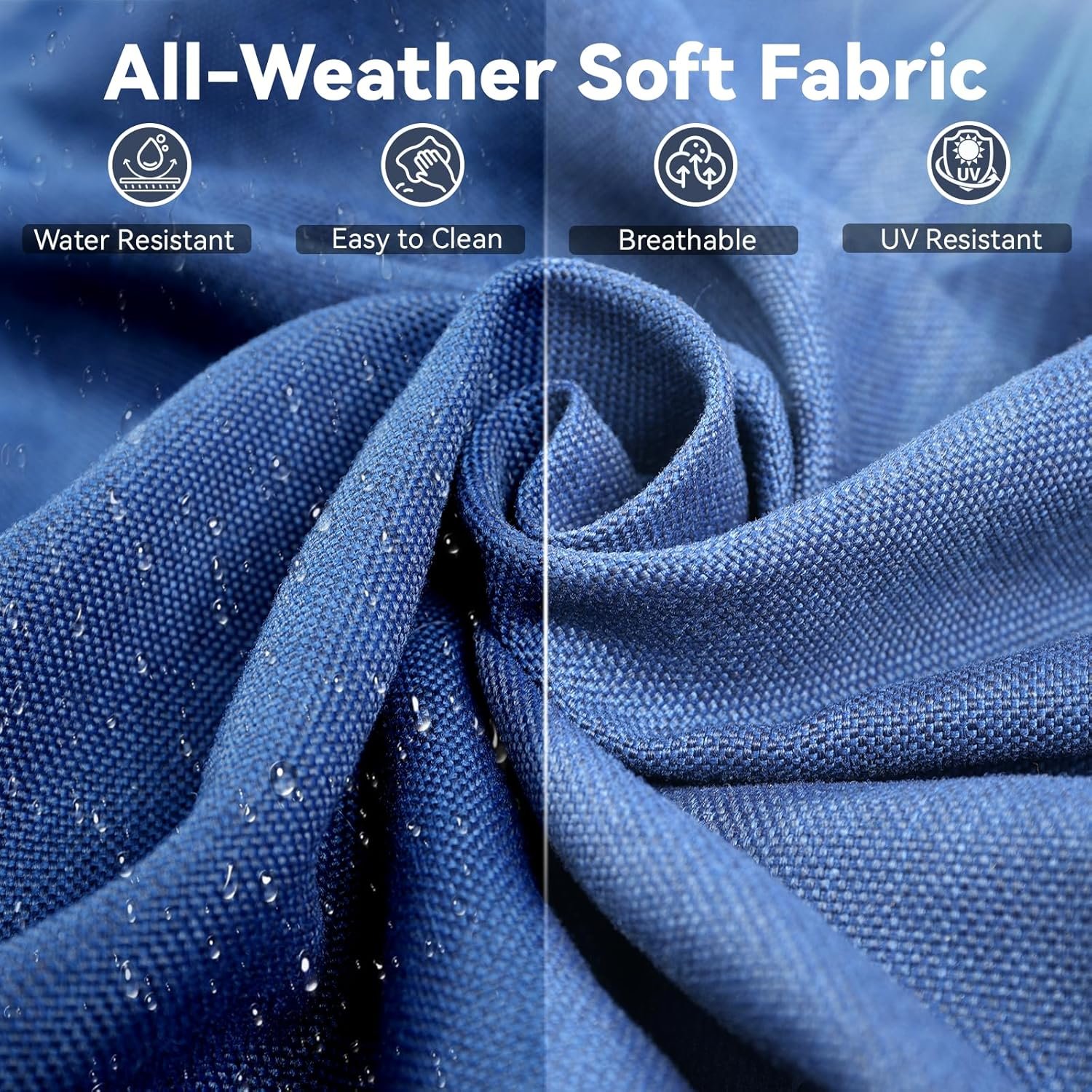 3 Pieces Patio Furniture Set-High Back Swivel Patio Chairs Set of 2 with Outdoor Side Table Patio Table and Chairs Set for Porch Deck Balcony Garden Grey/Blue - Image 5