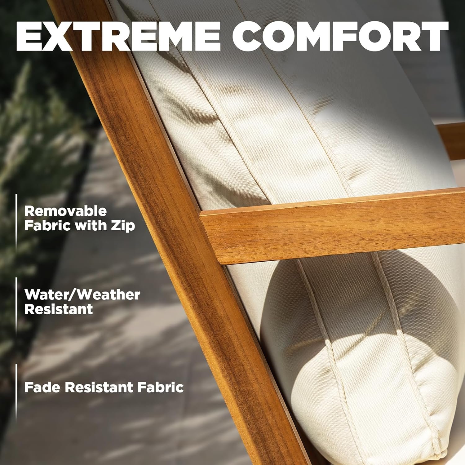 IDZO Rocking Chairs Design Heavy Duty 400lbs Capacity Wood Patio Bistro Set 3 Piece Outdoor - Image 5